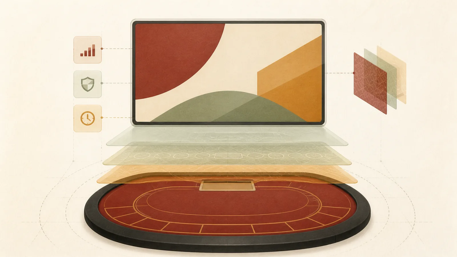 Estrutura de mesa e transmissão ao vivo sem pessoas